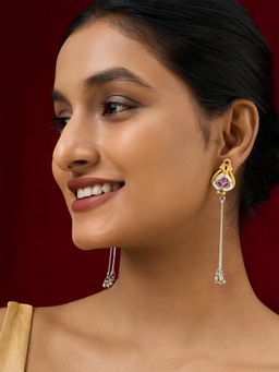 Teejh - Aureya Red Dual Tone Danglers