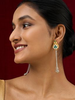 Teejh - Aureya Green Dual Tone Danglers