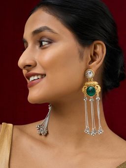 Teejh - Tari Dual Tone Green Stone Danglers