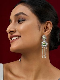 Teejh - Amara Silver Green Stone Danglers
