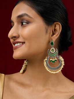 Teejh - Yugah Dual Tone Green Ghungroo Chandbali