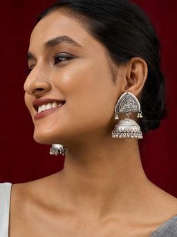 Teejh - Noorva Silver Ghungroo Jhumkas