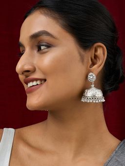 Teejh - Durva Silver Oxidised Ghungroo Jhumkas