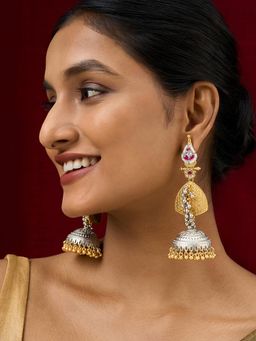 Teejh - Dvi Dual Tone Red Ghungroo Jhumkas