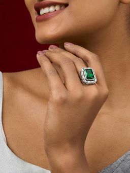 Teejh - Ayla Silver and Green Stone Ring