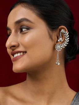 Teejh - Riti Silver Ghungroo Earcuffs