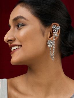 Teejh - Leha Silver Ghungroo Earcuffs