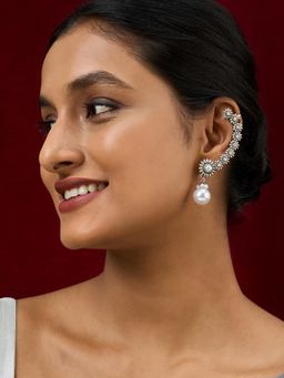 Teejh - Kaylaa Silver And Pearl Earcuff