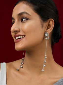 Teejh - Yember Silver and White Ghungroo Chandbali