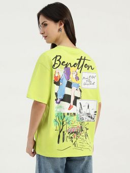 United Colors of Benetton - Green Round Neck Graphic Print T-Shirt