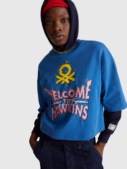 United Colors of Benetton - Blue Round Neck Typography Print T-Shirt