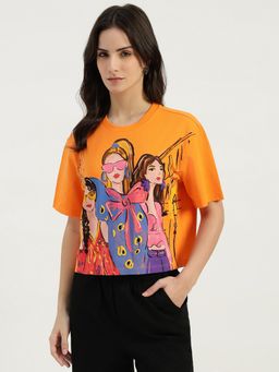 United Colors of Benetton - Orange Round Neck Graphic Print T-Shirt