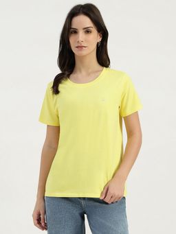 United Colors of Benetton - Yellow Round Neck Solid T-Shirt
