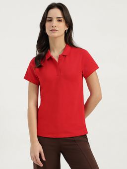 United Colors of Benetton - Red Solid Polo T-Shirt