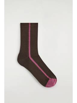 COS - Women Brown STRIPED COTTON SOCKS