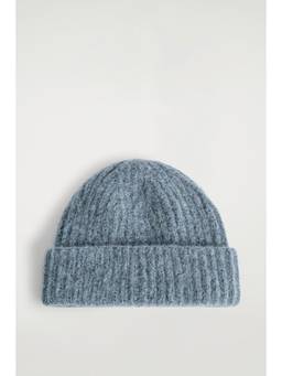 COS - Men Blue ALPACA-BLEND FISHERMAN BEANIE