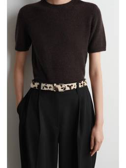 COS - Women Beige ANIMAL-PRINT PONY HAIR-EFFECT LEATHER BELT