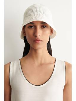 COS - Women White POINTELLE-KNIT BUCKET HAT