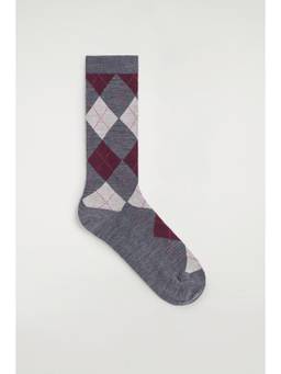COS - Women Grey ARGYLE WOOL-BLEND SOCKS