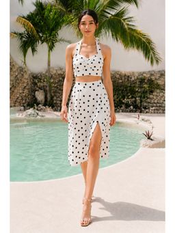 All Eyes On You - White Monochrome Slit Co-Ord Set
