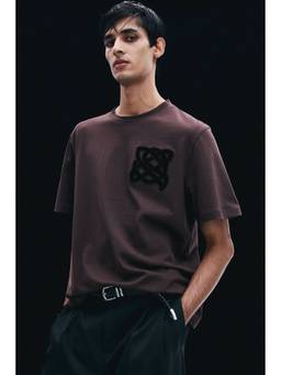 H&M - Men Brown Regular Fit Print-Motif T-Shirt