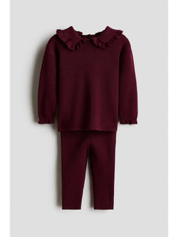 H&M - Girls Red 2-piece rib-knit cotton set
