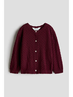 H&M - Girls Red Pointelle-knit cotton cardigan