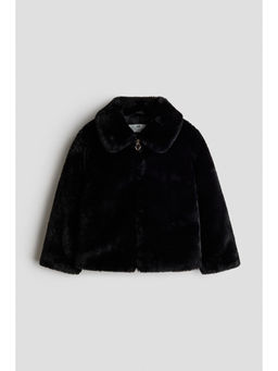 H&M - Girls Black Fluffy jacket
