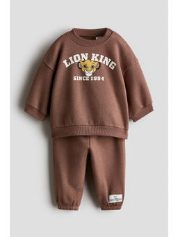 H&M - Boys Brown 2-piece printed sweatshirt set