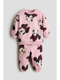 H&M - Girls Pink 2-piece printed sweatshirt set