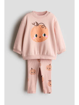H&M - Girls Peach 2-piece sweatshirt and leggings set