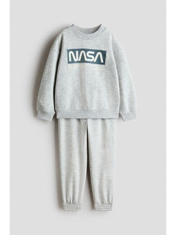 H&M - Boys Grey 2-piece printed sweatshirt set