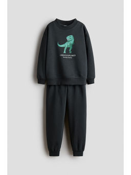 H&M - Boys Grey 2-piece printed sweatshirt set