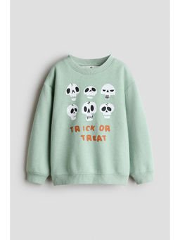H&M - Boys Green Printed brushed-inside sweatshirt