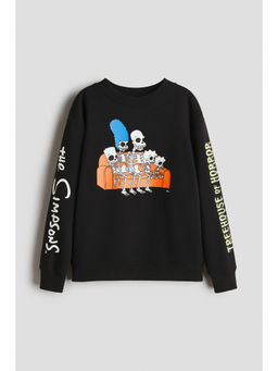 H&M - Boys Black Printed brushed-inside sweatshirt