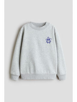 H&M - Boys Grey Motif-detail brushed-inside sweatshirt