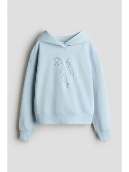 H&M - Girls Blue Motif-detail brushed-inside hoodie