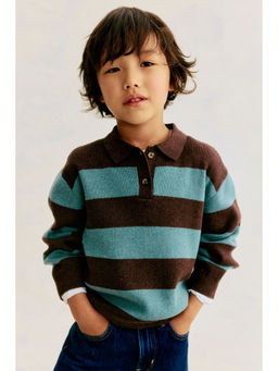 H&M - Boys Brown Cotton-knit polo jumper