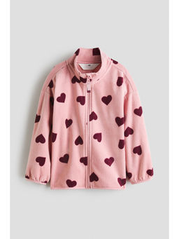H&M - Girls Pink Patterned fleece jacket