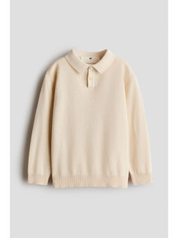 H&M - Boys Beige Cotton polo jumper