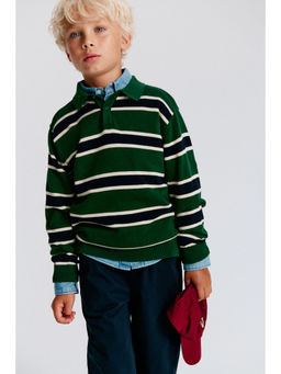 H&M - Boys Green Cotton polo jumper