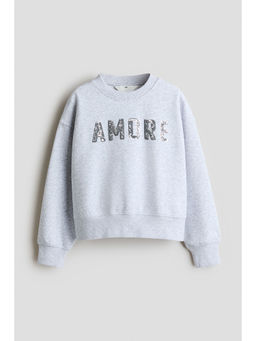 H&M - Girls Grey Brushed-inside sweatshirt