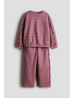 H&M - Girls Pink 2-piece printed sweatshirt and Pant