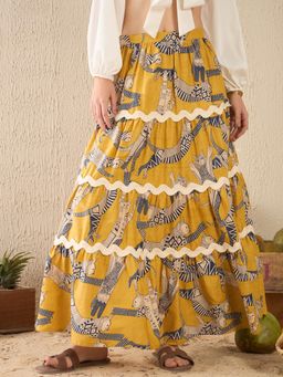 Uptownie - Checkered Ric-Rac Tiered Maxi Skirt