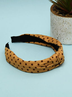 FUNKRAFTS - Polka Dot Pattern Knotted Hair Band for Girls - Beige