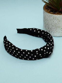 FUNKRAFTS - Polka Dot Pattern Knotted Hair Band for Girls - Black