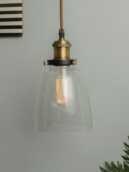 Homesake - Industrial Glass Bell Pendant Light Gold