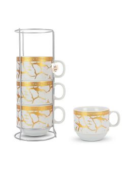 NFI Essentials - Ceramic Printed Coffee & Tea Mugs With Stand Stackable Cup