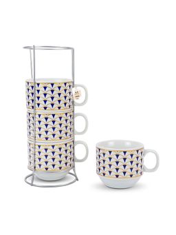 NFI Essentials - Ceramic Printed Coffee & Tea Mugs With Stand Stackable Cup