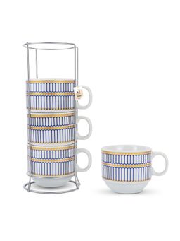 NFI Essentials - Ceramic Printed Coffee & Tea Mugs With Stand Stackable Cup
